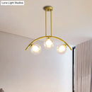 GobekUsa Gold Island Pendant with Clear/White Shade and Curvy Design - Perfect for Modern Kitchens (3/5/7 Lights)