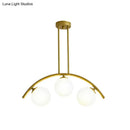 GobekUsa Gold Island Pendant with Clear/White Shade and Curvy Design - Perfect for Modern Kitchens (3/5/7 Lights)