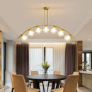 GobekUsa Gold Island Pendant with Clear/White Shade and Curvy Design - Perfect for Modern Kitchens (3/5/7 Lights)