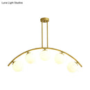 GobekUsa Gold Island Pendant with Clear/White Shade and Curvy Design - Perfect for Modern Kitchens (3/5/7 Lights)