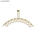GobekUsa Gold Island Pendant with Clear/White Shade and Curvy Design - Perfect for Modern Kitchens (3/5/7 Lights)