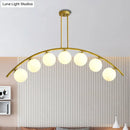 GobekUsa Gold Island Pendant with Clear/White Shade and Curvy Design - Perfect for Modern Kitchens (3/5/7 Lights)