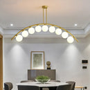 GobekUsa Gold Island Pendant with Clear/White Shade and Curvy Design - Perfect for Modern Kitchens (3/5/7 Lights)