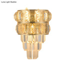 GobekUsa Modern Gold Wall Lamp with Clear K9 Crystal, 3-Bulb Layered Design