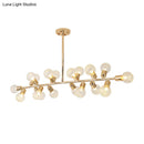 GobekUsa Modern Gold Lattice Glass Island Pendant Ceiling Light - 18 Head Kitchen Fixture