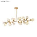 GobekUsa Modern Gold Lattice Glass Island Pendant Ceiling Light - 18 Head Kitchen Fixture
