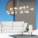 GobekUsa Modern Gold Lattice Glass Island Pendant Ceiling Light - 18 Head Kitchen Fixture