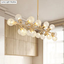 GobekUsa Modern Gold Lattice Glass Island Pendant Ceiling Light - 18 Head Kitchen Fixture