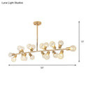 GobekUsa Modern Gold Lattice Glass Island Pendant Ceiling Light - 18 Head Kitchen Fixture
