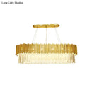 GobekUsa Modern Layered Metal Chandelier Lamp - 6-Light Golden Hanging Light with Crystal Icicles - 26"/35.5"/39" W
