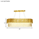 GobekUsa Modern Layered Metal Chandelier Lamp - 6-Light Golden Hanging Light with Crystal Icicles - 26"/35.5"/39" W