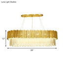 GobekUsa Modern Layered Metal Chandelier Lamp - 6-Light Golden Hanging Light with Crystal Icicles - 26"/35.5"/39" W