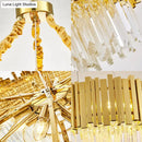 GobekUsa Modern Layered Metal Chandelier Lamp - 6-Light Golden Hanging Light with Crystal Icicles - 26"/35.5"/39" W