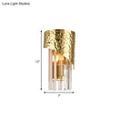 GobekUsa Modern Golden Metallic Wall Sconce with Crystal Block - Stylish Cylinder Light for Living Room