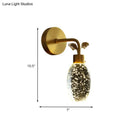 GobekUsa Modern Gold LED Wall Sconce with Clear Seeded Crystal and Leaf Design - Bedroom Wall Light