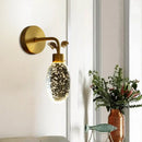 GobekUsa Modern Gold LED Wall Sconce with Clear Seeded Crystal and Leaf Design - Bedroom Wall Light