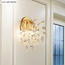 GobekUsa Modern Gold Wall Sconce with Leaf Shape Design and Beveled Crystal Accents, 2-Bulb Lighting Fixture