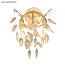 GobekUsa Modern Gold Wall Sconce with Leaf Shape Design and Beveled Crystal Accents, 2-Bulb Lighting Fixture
