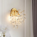 GobekUsa Modern Gold Wall Sconce with Leaf Shape Design and Beveled Crystal Accents, 2-Bulb Lighting Fixture