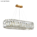 GobekUsa LED Island Pendant with Clear Crystal Shade - Contemporary Hanging Light Fixture