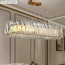 GobekUsa LED Island Pendant with Clear Crystal Shade - Contemporary Hanging Light Fixture