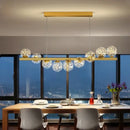 GobekUsa Glass Ball G9 LED Long Chandelier for Dining Room Kitchen Office Lighting