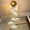 GobekUsa Gold LED Lotus Chandelier: Nordic Luxury Design for Staircase & Dining Room