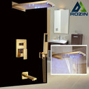 GobekUsa Golden 3-ways Shower Faucet Wall Mounted Mixer with Plastic Handshower