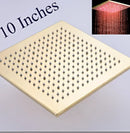 GobekUsa Gold LED Square Rainfall Shower Head for Bathroom Faucet - Top Sprayer