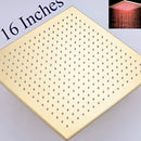 GobekUsa Gold LED Square Rainfall Shower Head for Bathroom Faucet - Top Sprayer