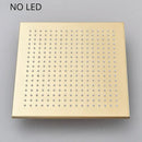 GobekUsa Gold LED Square Rainfall Shower Head for Bathroom Faucet - Top Sprayer