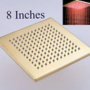 GobekUsa Gold LED Square Rainfall Shower Head for Bathroom Faucet - Top Sprayer