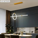 GobekUsa Gold LED Hanging Lamp: Ring and Tube Design, Simplicity Island Chandelier for Dining Room