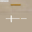 GobekUsa Gold LED Hanging Lamp: Ring and Tube Design, Simplicity Island Chandelier for Dining Room