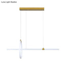 GobekUsa Gold LED Hanging Lamp: Ring and Tube Design, Simplicity Island Chandelier for Dining Room