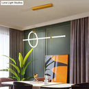 GobekUsa Gold LED Hanging Lamp: Ring and Tube Design, Simplicity Island Chandelier for Dining Room