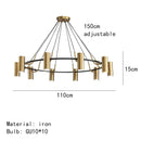 GobekUsa Gold LED Ring Chandelier | Modern Black Wire Adjustable Lighting Fixture