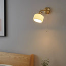 Modern gold led wall lights bedroom ribbed fabric reading lamp by Decorbites
