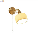 Modern gold led wall lights bedroom ribbed fabric reading lamp by Decorbites