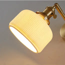 Modern gold led wall lights bedroom ribbed fabric reading lamp by Decorbites