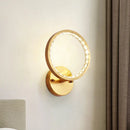 GobekUsa Modern Gold LED Wall Sconce with Clear Crystal Beads for Bedroom