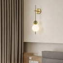 GobekUsa LED Wall Sconce White Acrylic Ball Gold Metal Bedroom Lighting
