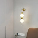 GobekUsa LED Wall Sconce White Acrylic Ball Gold Metal Bedroom Lighting