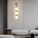GobekUsa LED Wall Sconce White Acrylic Ball Gold Metal Bedroom Lighting