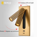 GobekUsa LED Wall Sconce Adjustable Reading Light for Hotel Bedroom, USB Charging