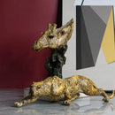GobekUsa Leopard Resin Statue: Modern Africa Wildlife Panther Sculpture for Home & Office