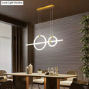 GobekUsa Gold Linear and Ring LED Island Chandelier for Dining Room with Simplicity Acrylic Design