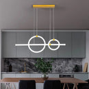 GobekUsa Gold Linear and Ring LED Island Chandelier for Dining Room with Simplicity Acrylic Design