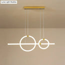 GobekUsa Gold Linear and Ring LED Island Chandelier for Dining Room with Simplicity Acrylic Design