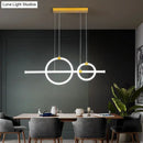 GobekUsa Gold Linear and Ring LED Island Chandelier for Dining Room with Simplicity Acrylic Design